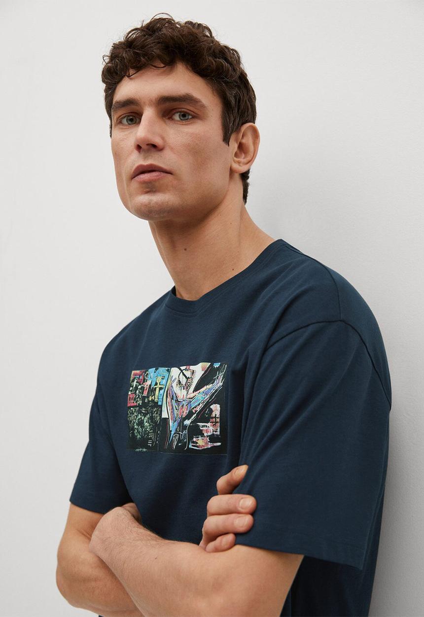 MANGO - T-shirt michel - navy