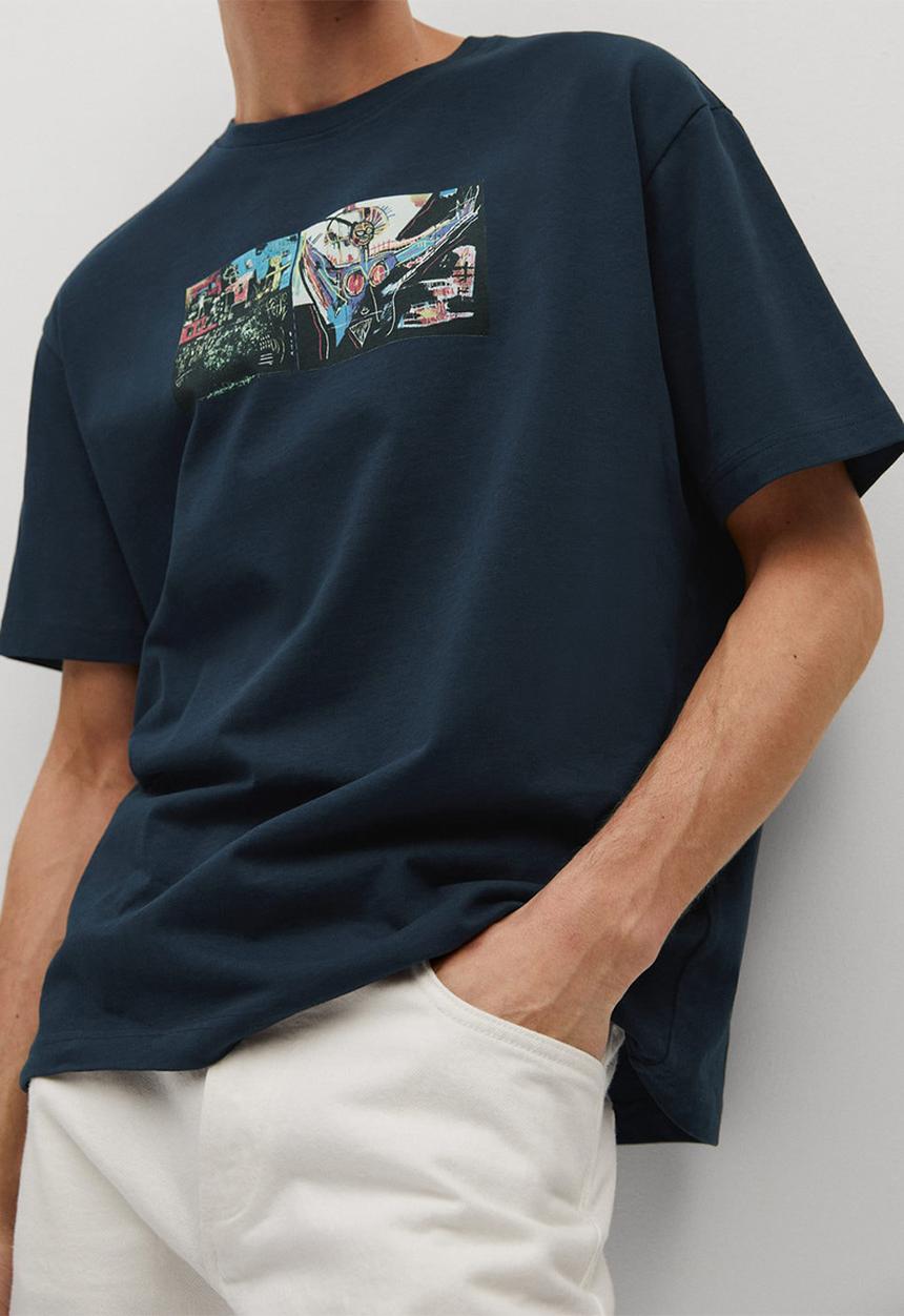 MANGO - T-shirt michel - navy