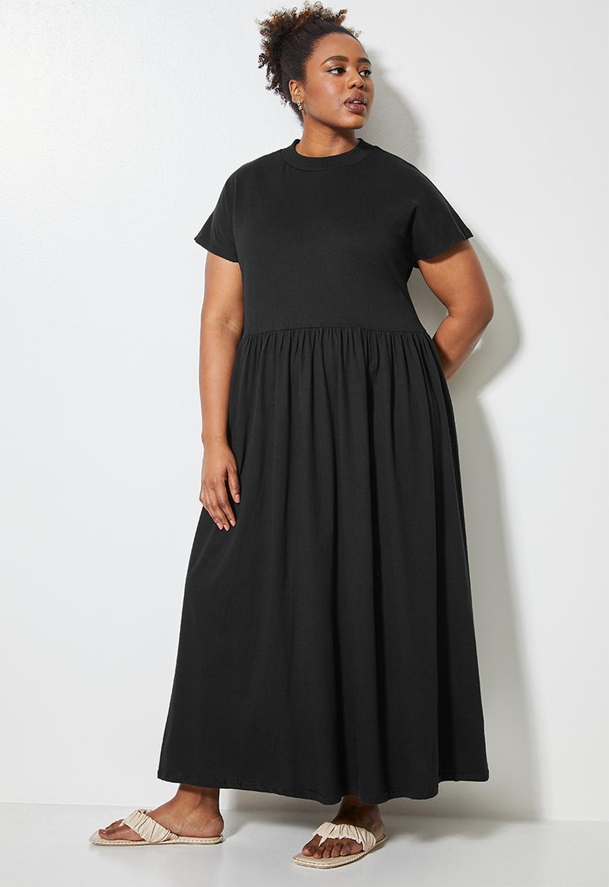 Superbalist - Funnel neck babydoll T-shirt dress - black
