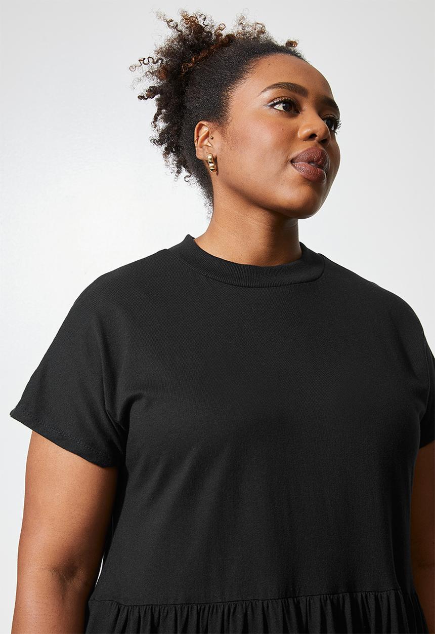 Superbalist - Funnel neck babydoll T-shirt dress - black