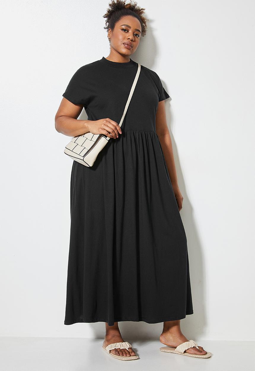 Superbalist - Funnel neck babydoll T-shirt dress - black