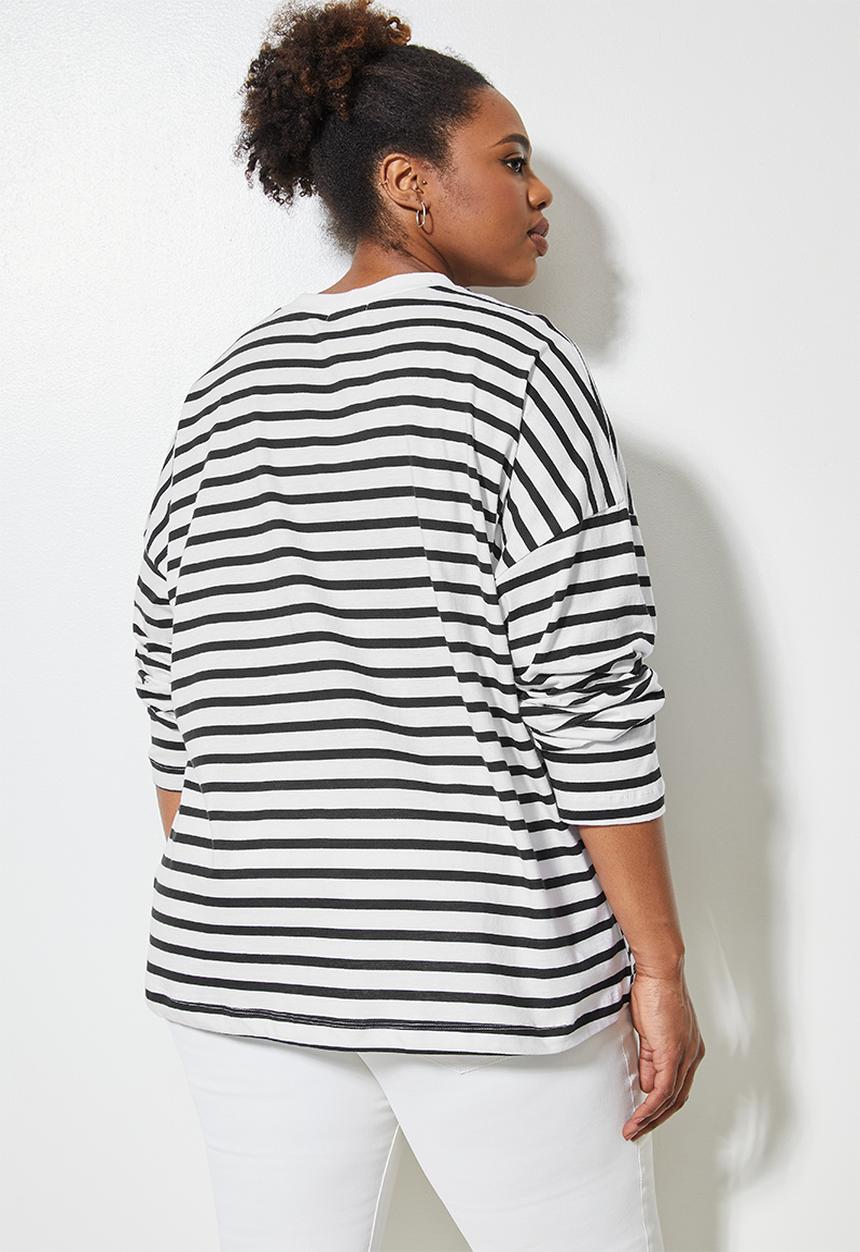 Superbalist - Easy fit striped tee - black & white