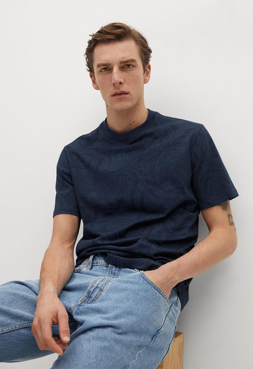 MANGO - T-shirt bejac-h - navy
