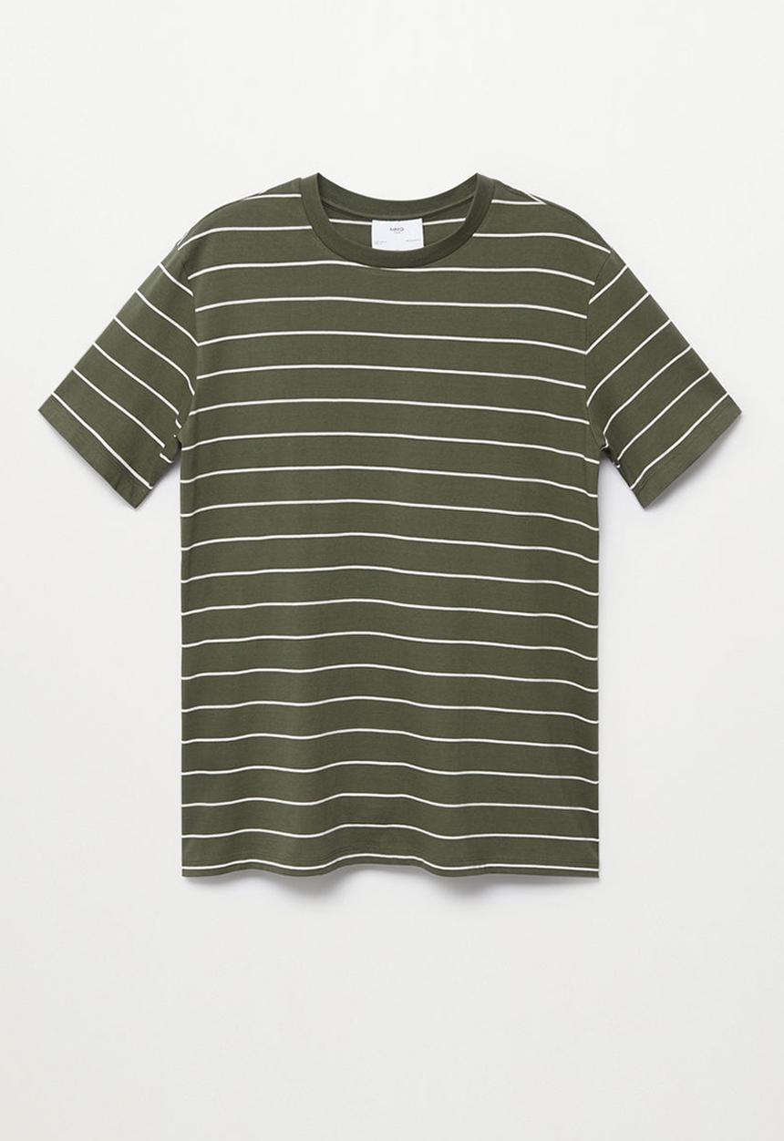 MANGO - T-shirt bestripe - beige