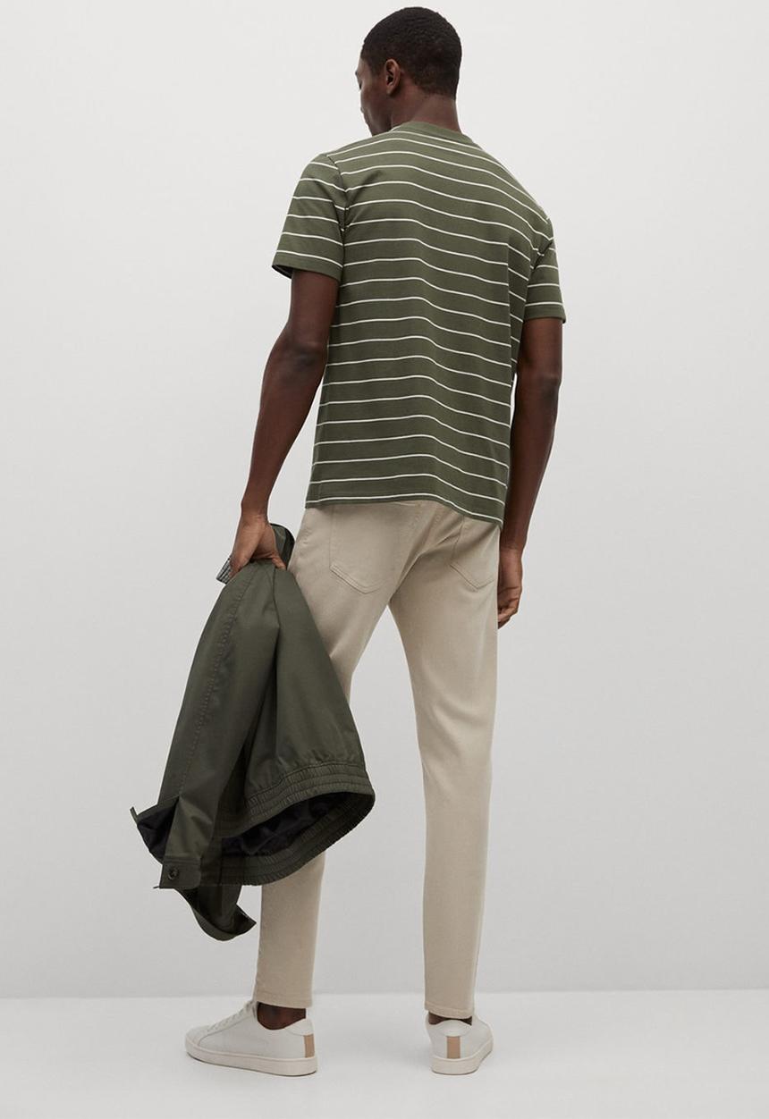 MANGO - T-shirt bestripe - beige