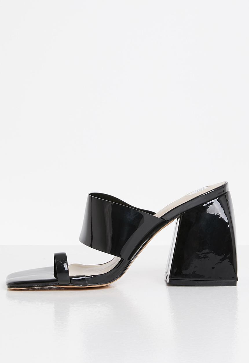 Footwork - Bert toe post block heel mule - black