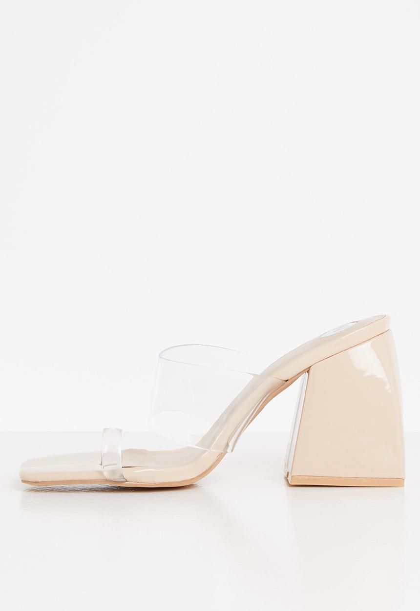 Footwork - Bert toe post block heel mule - beige
