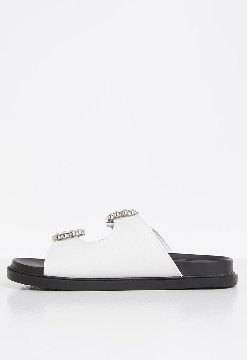 Footwork - Angi chunky broche slide - white