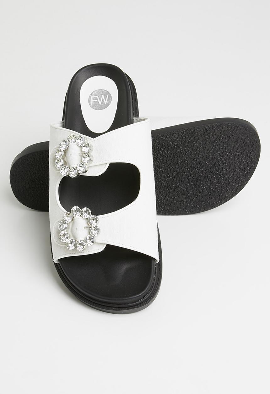 Footwork - Angi chunky broche slide - white