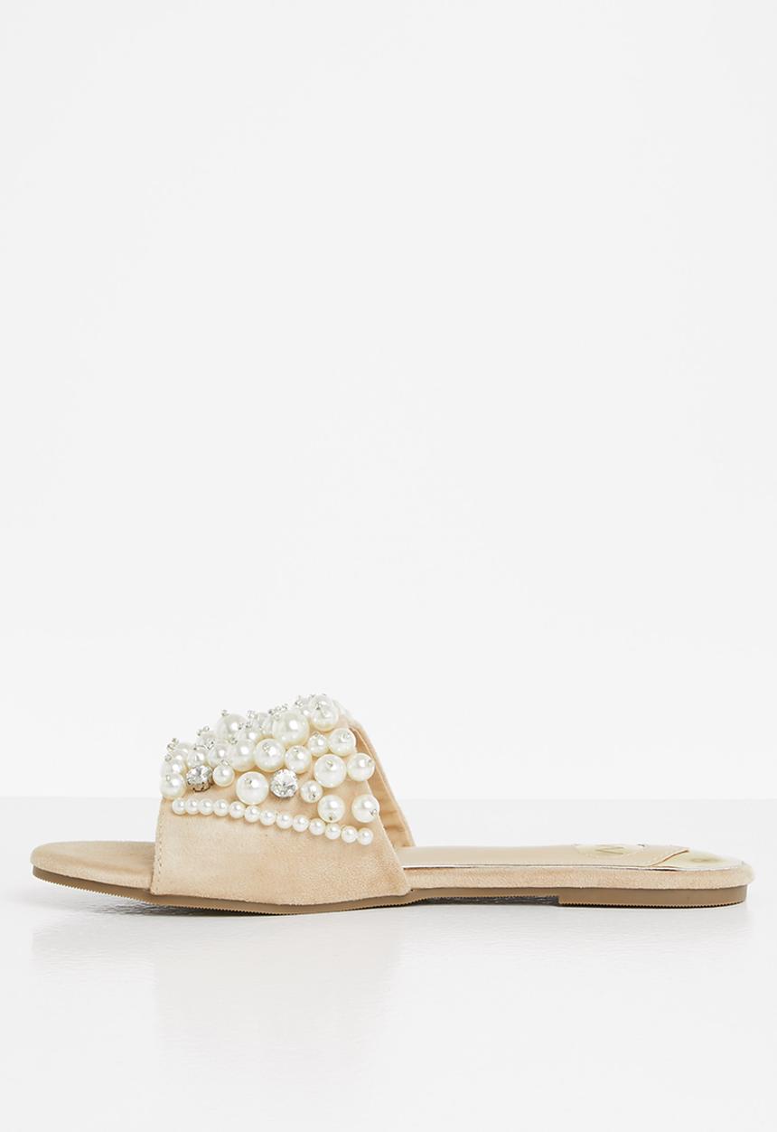 Footwork - Stanlli chunky pearl slide - beige