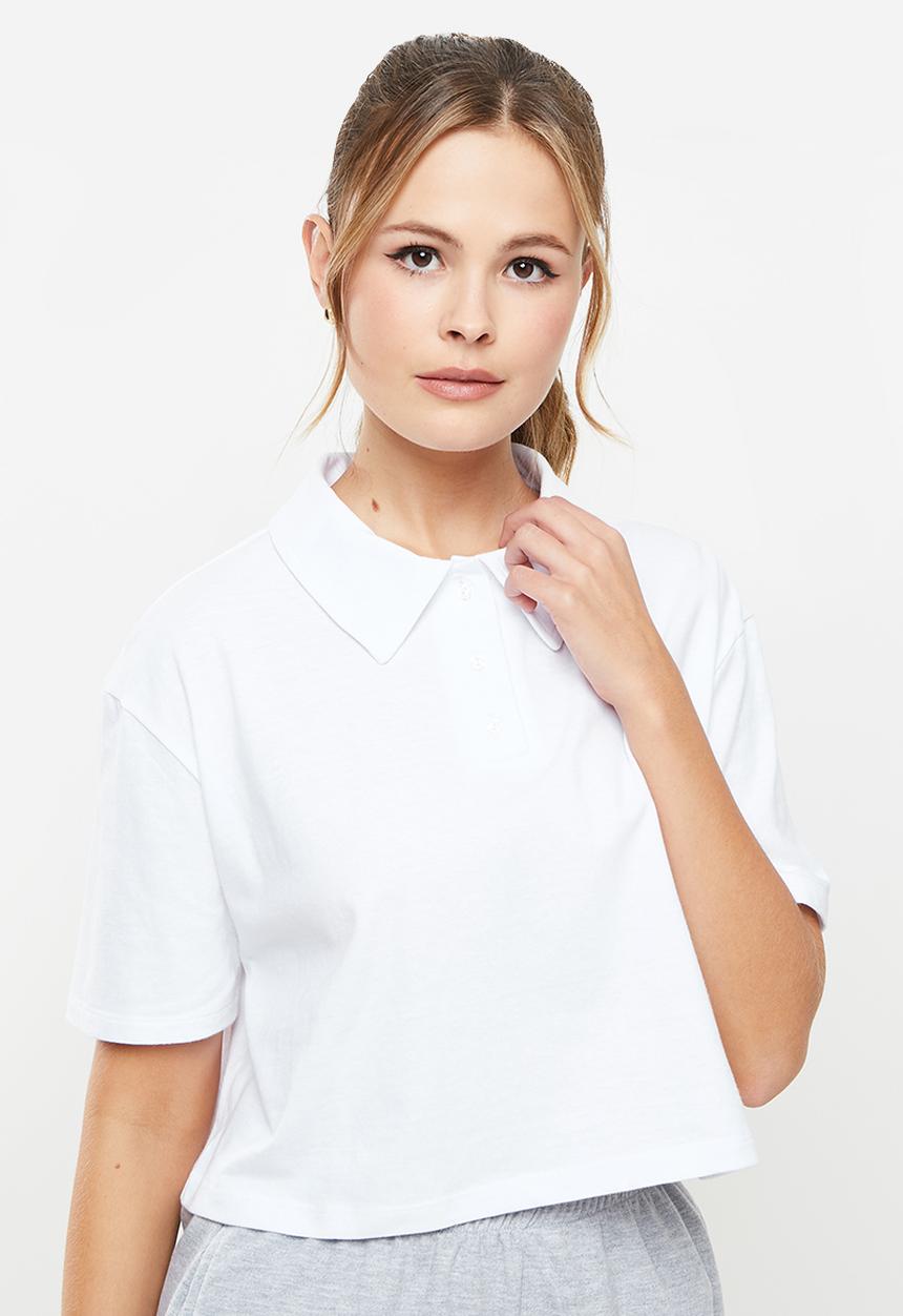 Blake - Boxy cropped golfer - white 