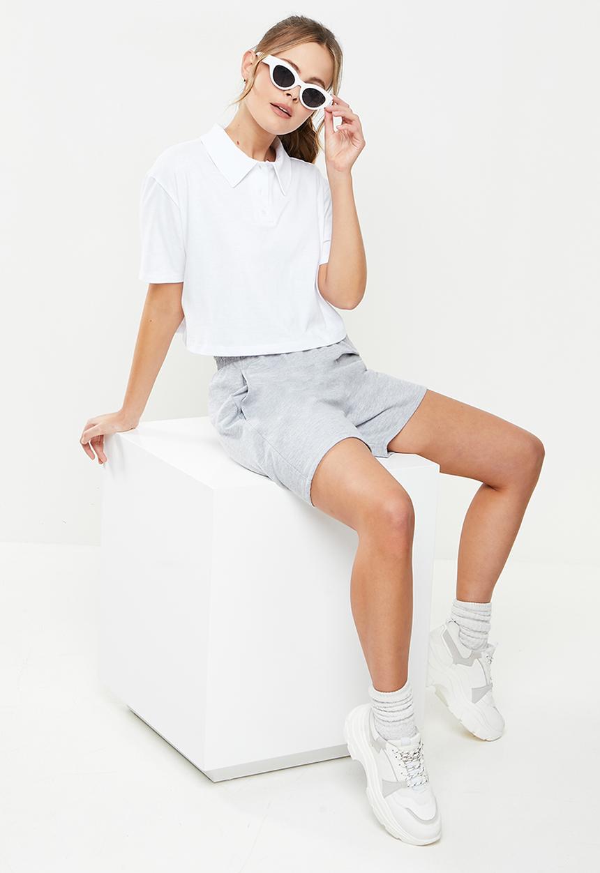 Blake - Boxy cropped golfer - white 
