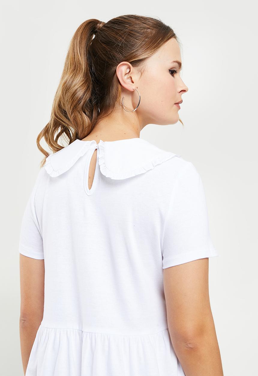 Blake - Peter pan collar babydoll mini dress - white