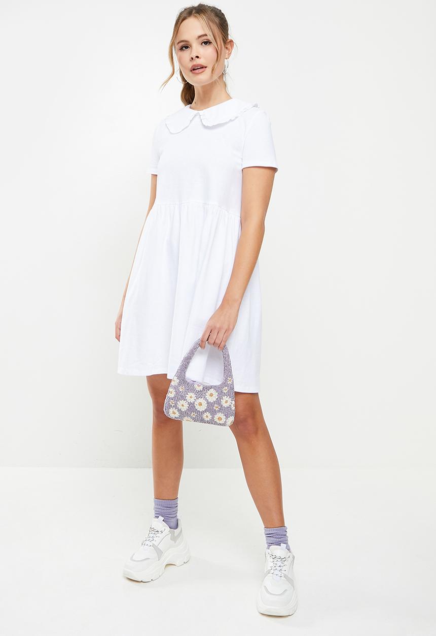 Blake - Peter pan collar babydoll mini dress - white