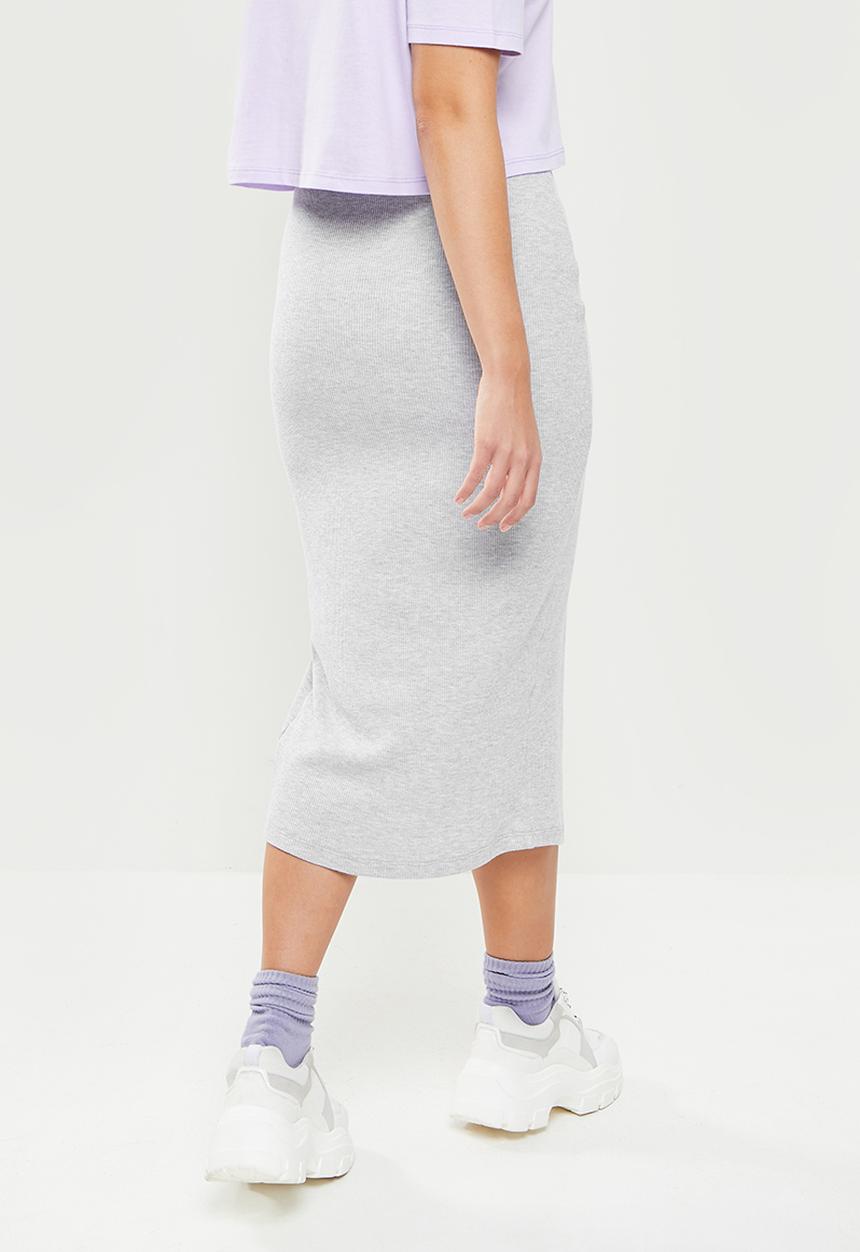 Blake - Rib midi skirt - grey 