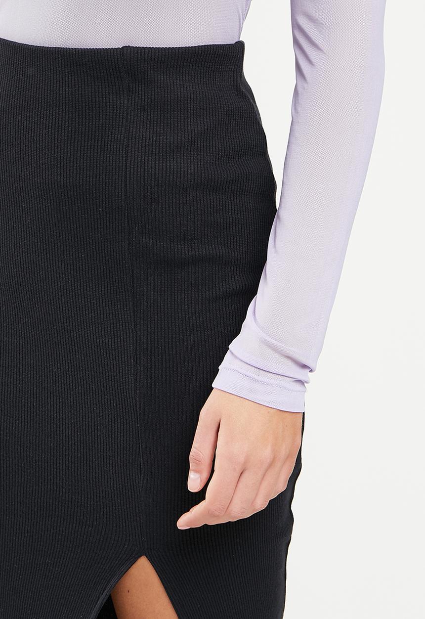 Blake - Rib midi skirt - black 