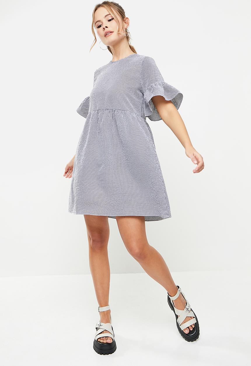 Blake - Babydoll mini dress - black & white 