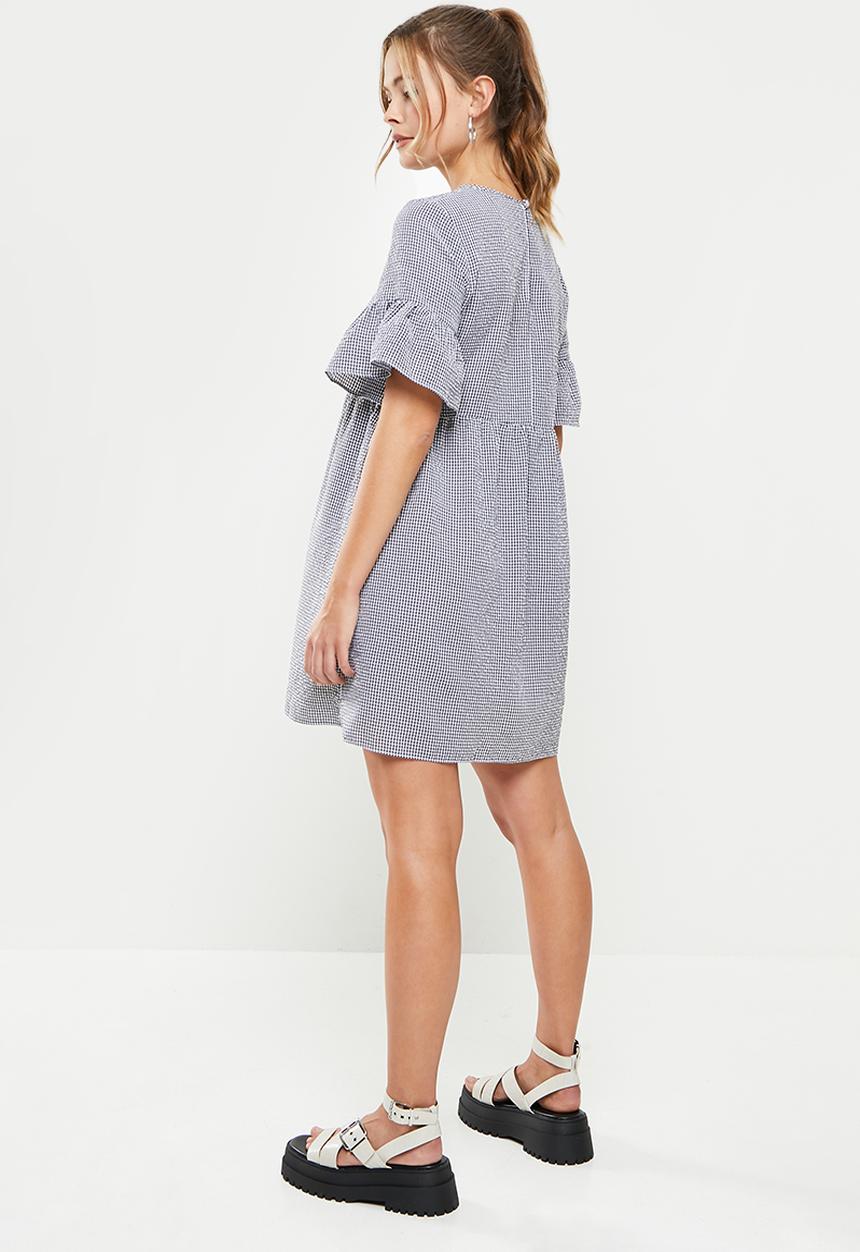 Blake - Babydoll mini dress - black & white 