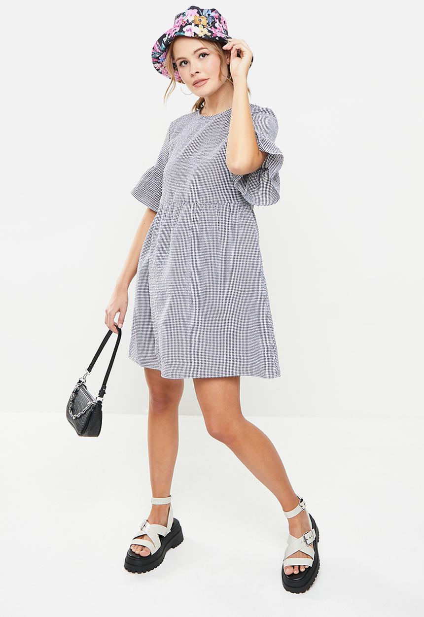 Blake - Babydoll mini dress - black & white 
