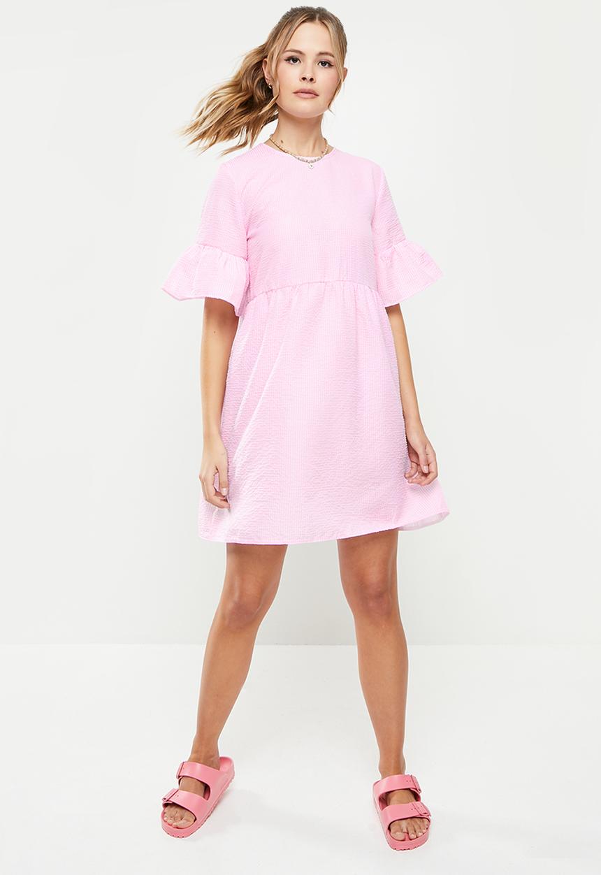 Blake - Babydoll mini dress - pink & white 