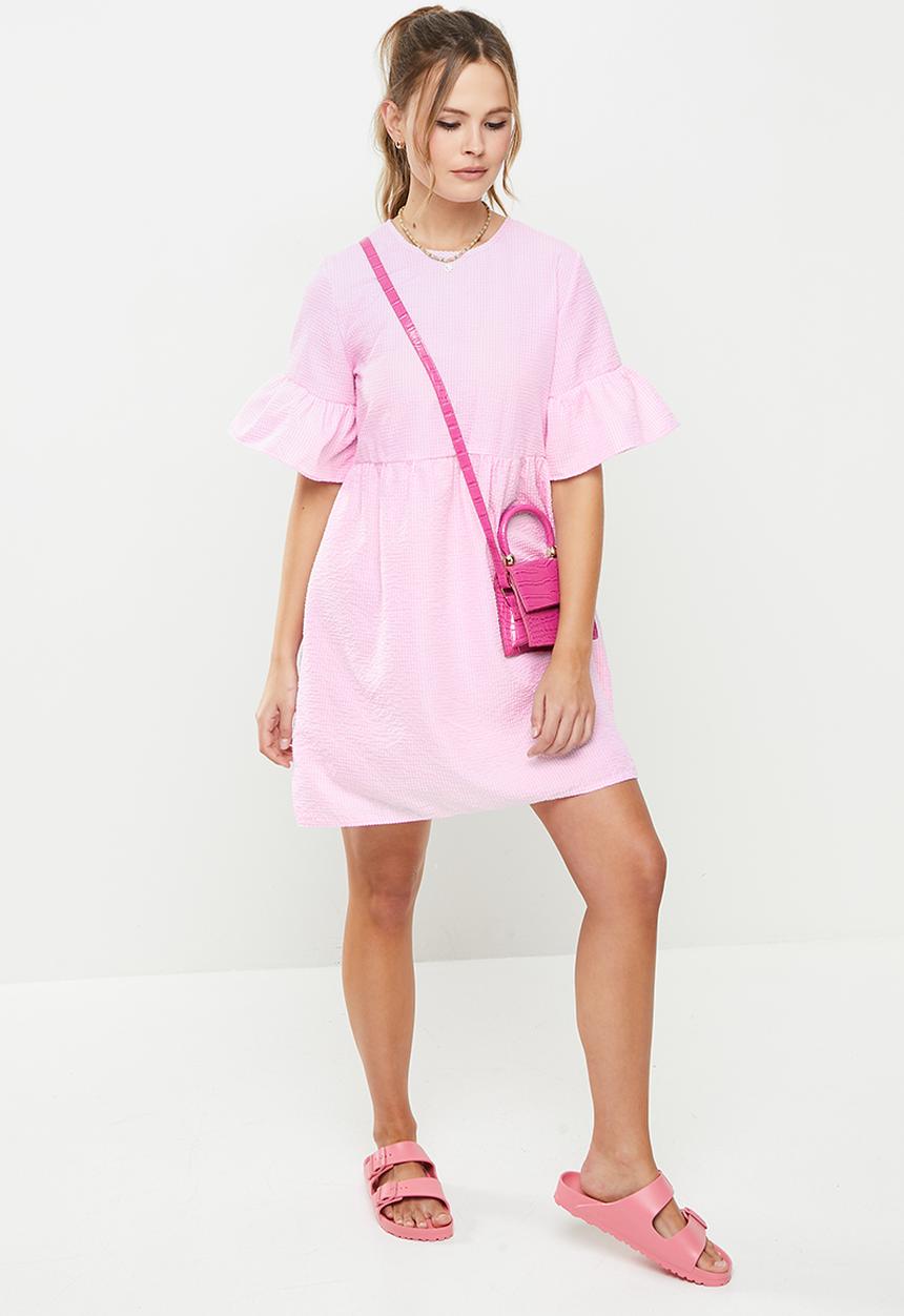 Blake - Babydoll mini dress - pink & white 