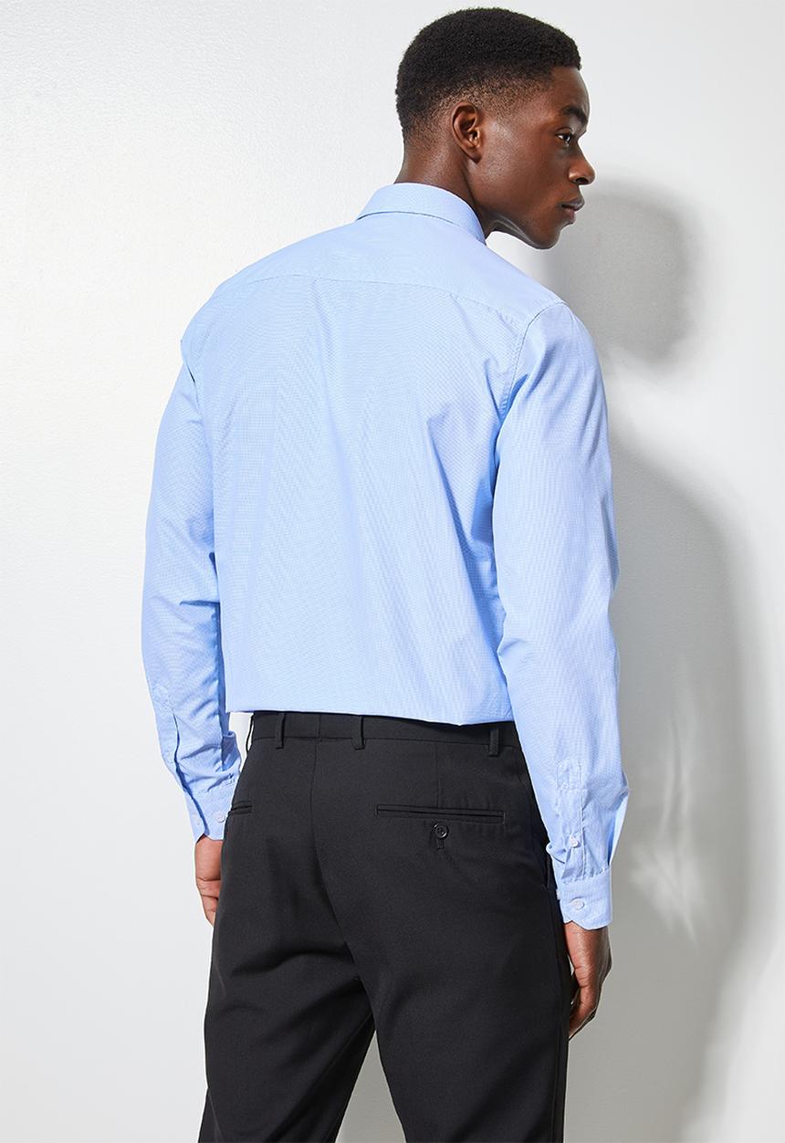 Superbalist - Jos slim check shirt - blue & white 