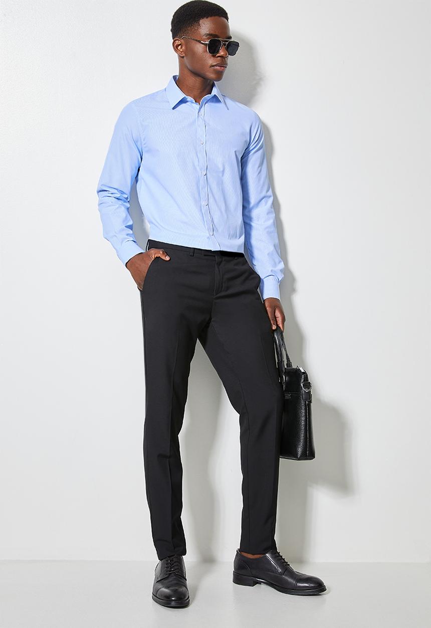 Superbalist - Jos slim check shirt - blue & white 