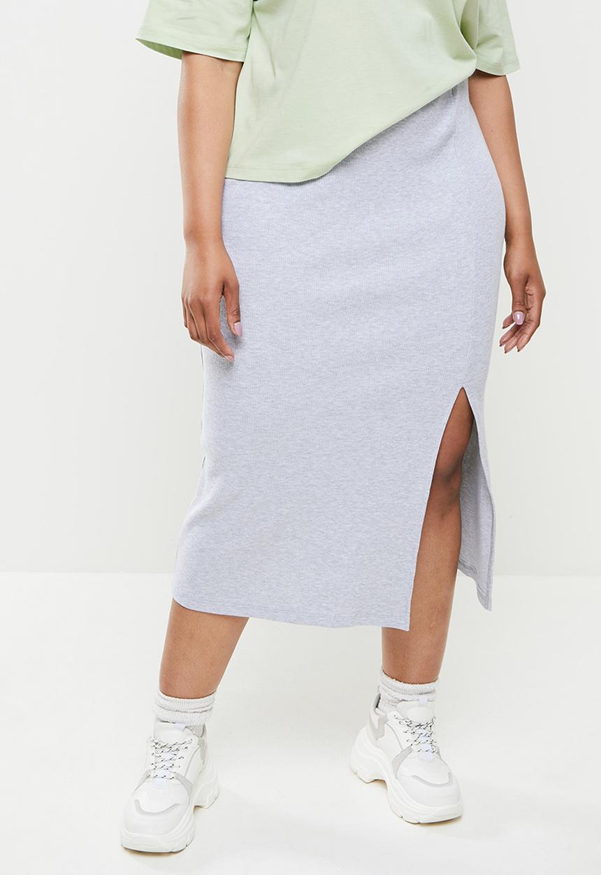 Blake - Rib midi skirt - grey 