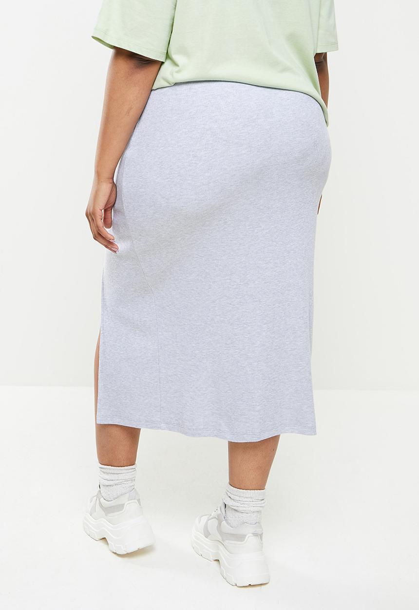 Blake - Rib midi skirt - grey 