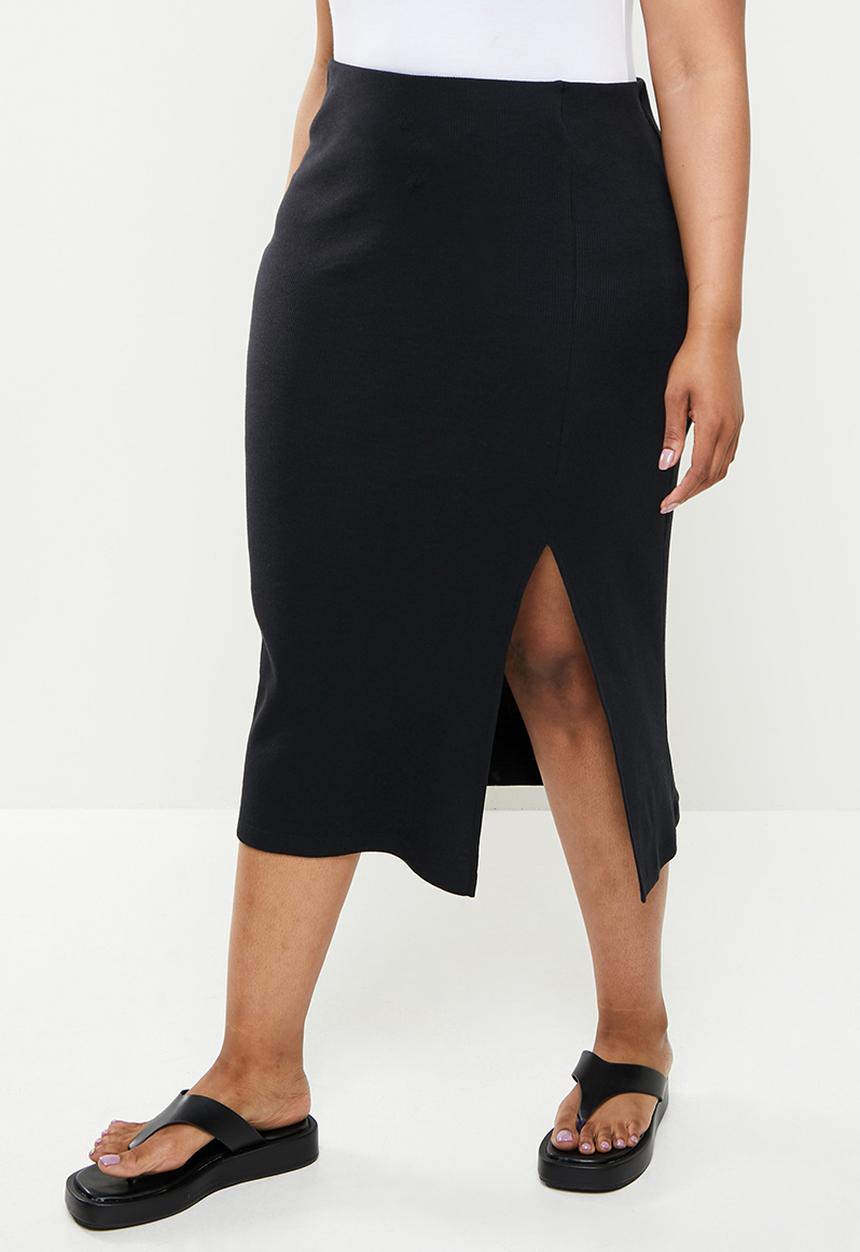 Blake - Rib midi skirt - black 
