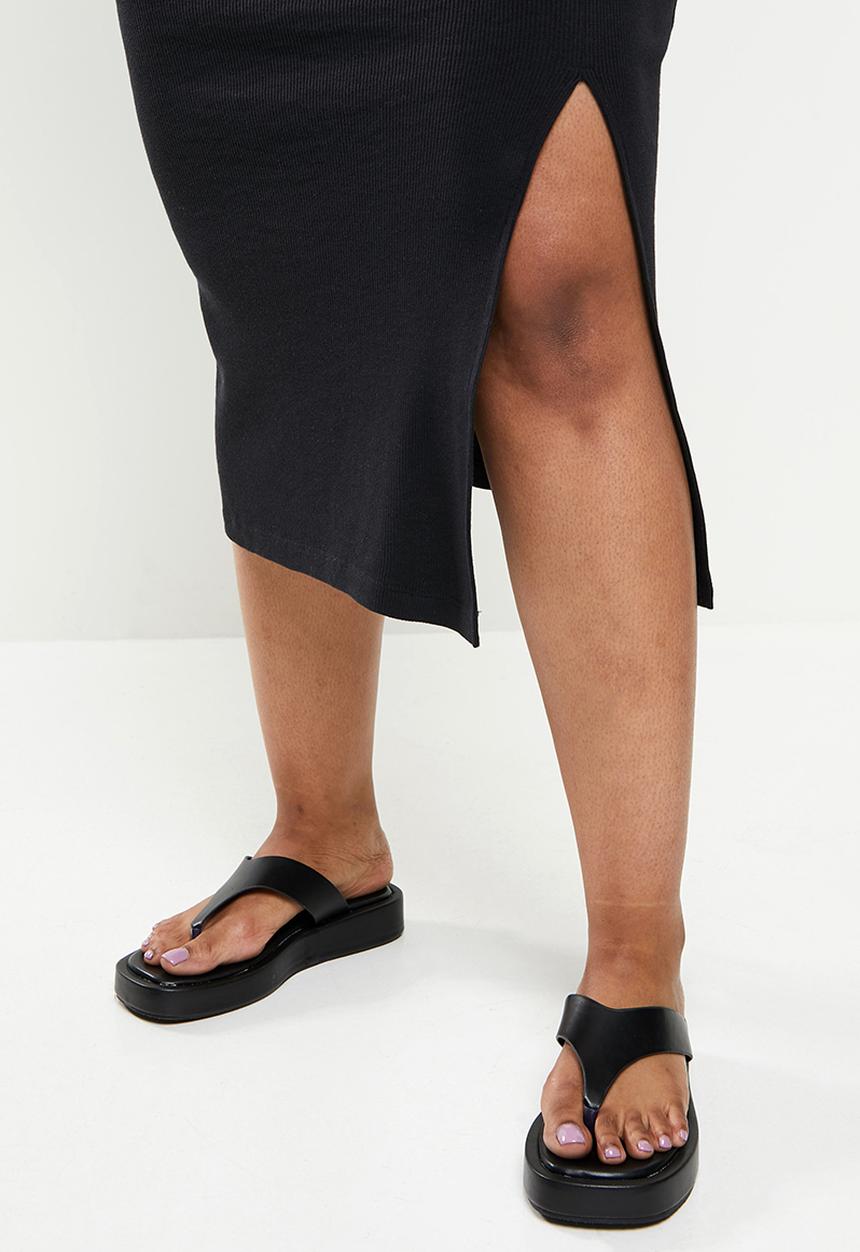 Blake - Rib midi skirt - black 
