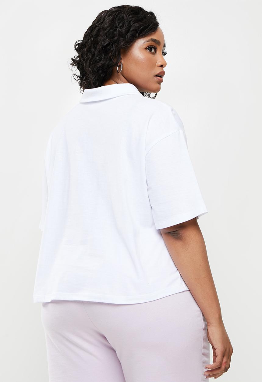 Blake - Boxy cropped golfer - white