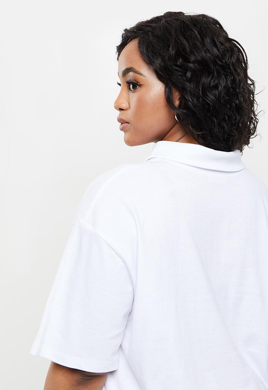 Blake - Boxy cropped golfer - white