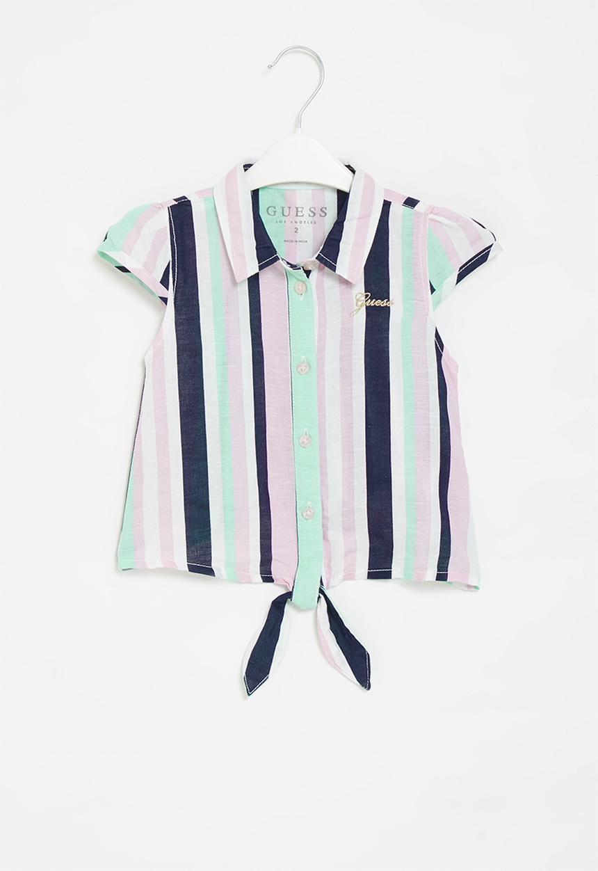 GUESS - Knot linen blend stripe shirt - multi