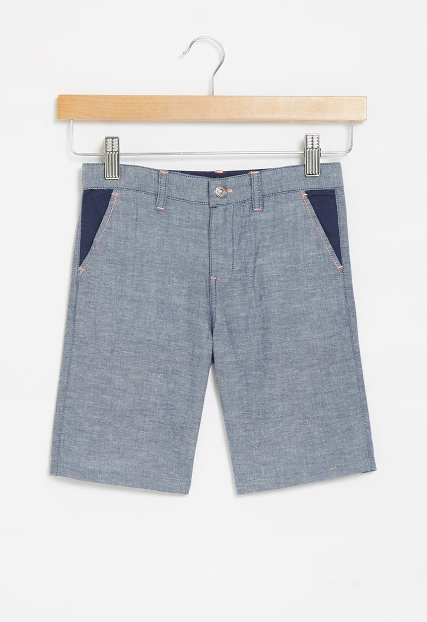 GUESS - Multicolor oxford shorts - blue