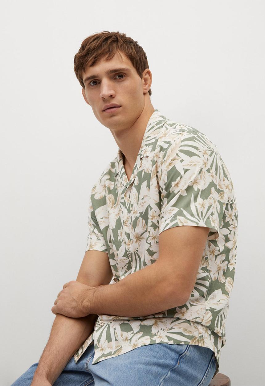 MANGO - Shirt flower-h - green