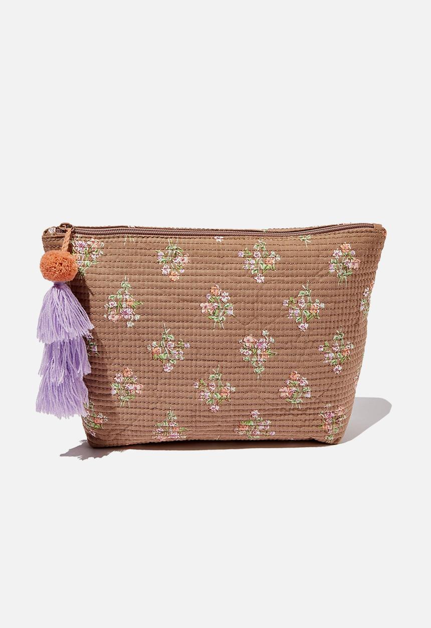 Typo - Large pouch-lucy handkerchief floral cocoa bean