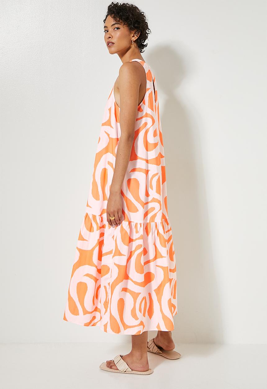 Superbalist - Pocket detail tiered dress - abstract waves
