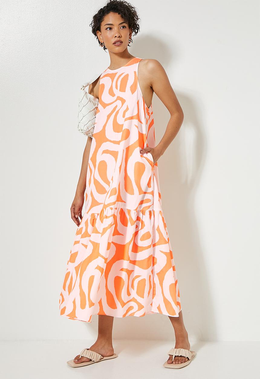 Superbalist - Pocket detail tiered dress - abstract waves