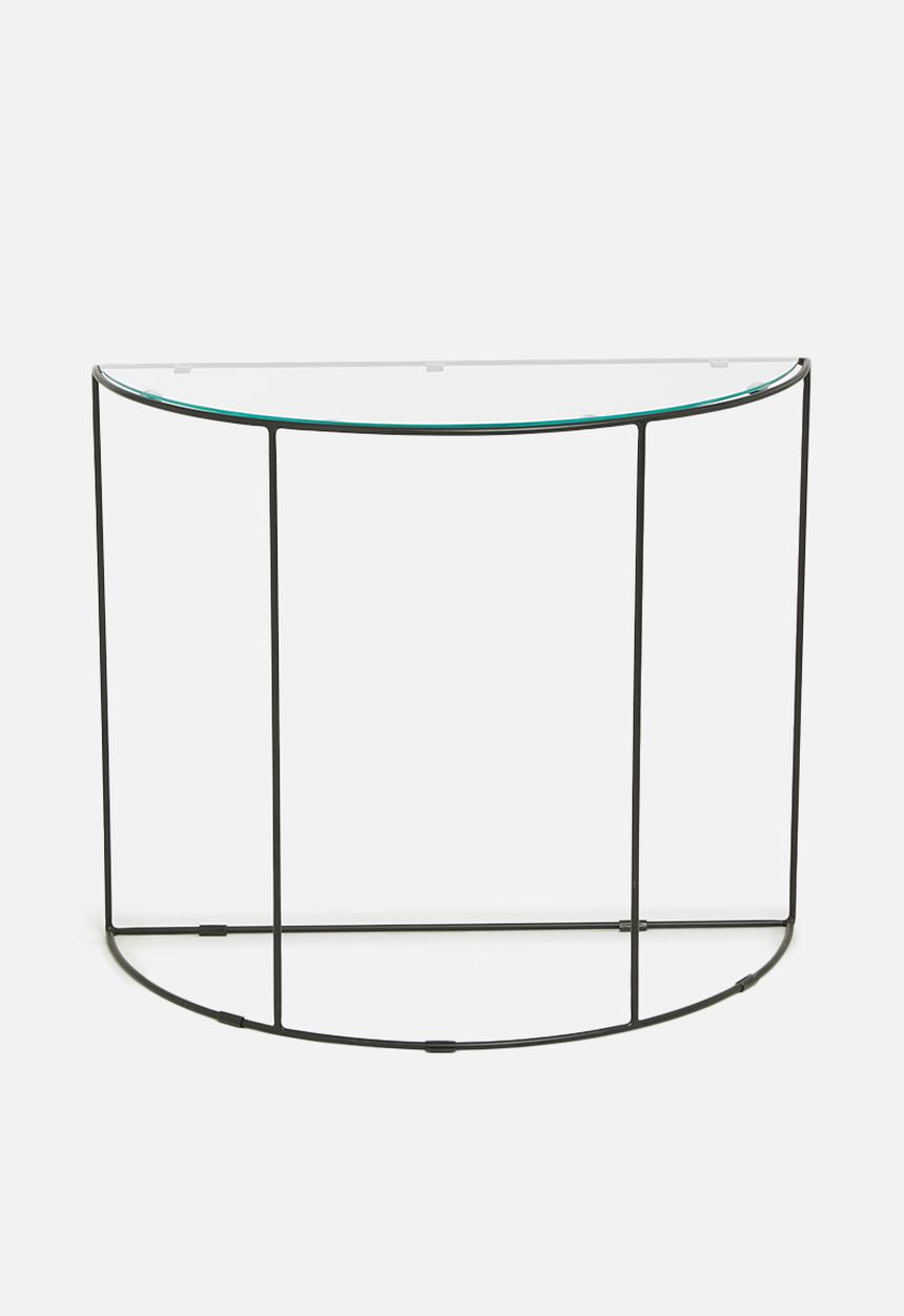 Sixth Floor - Glass half moon console table - black