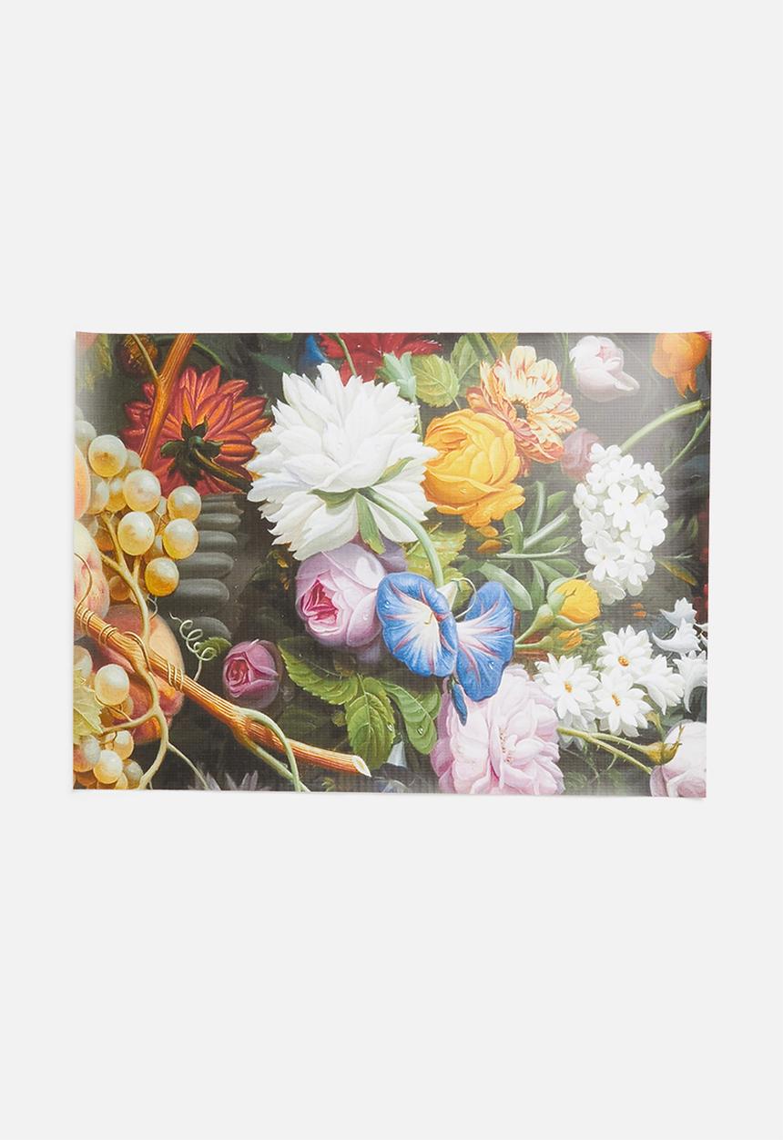 Elsje Designs - Flower bunch black placemat set of 4 - multi