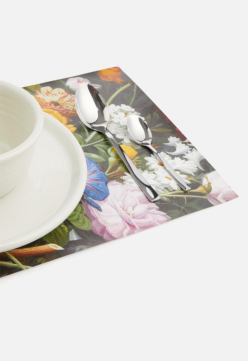 Elsje Designs - Flower bunch black placemat set of 4 - multi