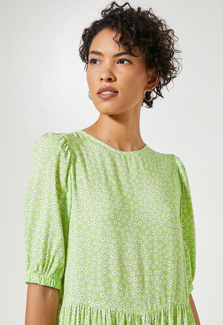 Superbalist - Tiered maxi dress -  lime condensed ditsy