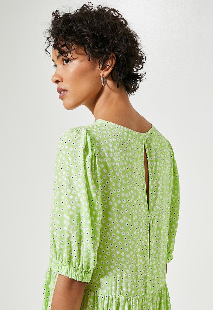Superbalist - Tiered maxi dress -  lime condensed ditsy