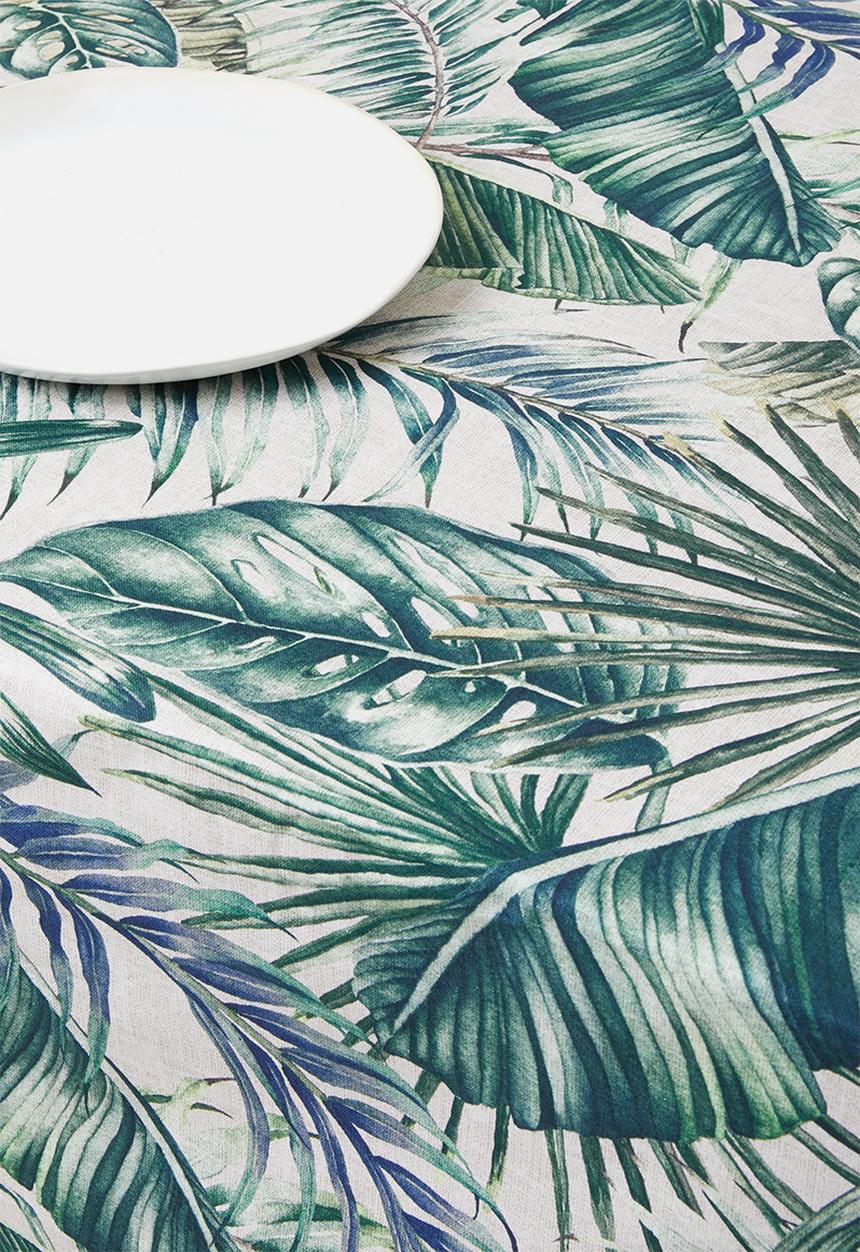 Hertex Haus - Natural tropics tablecloth - green