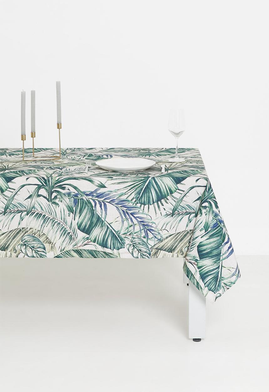 Hertex Haus - Natural tropics tablecloth - green