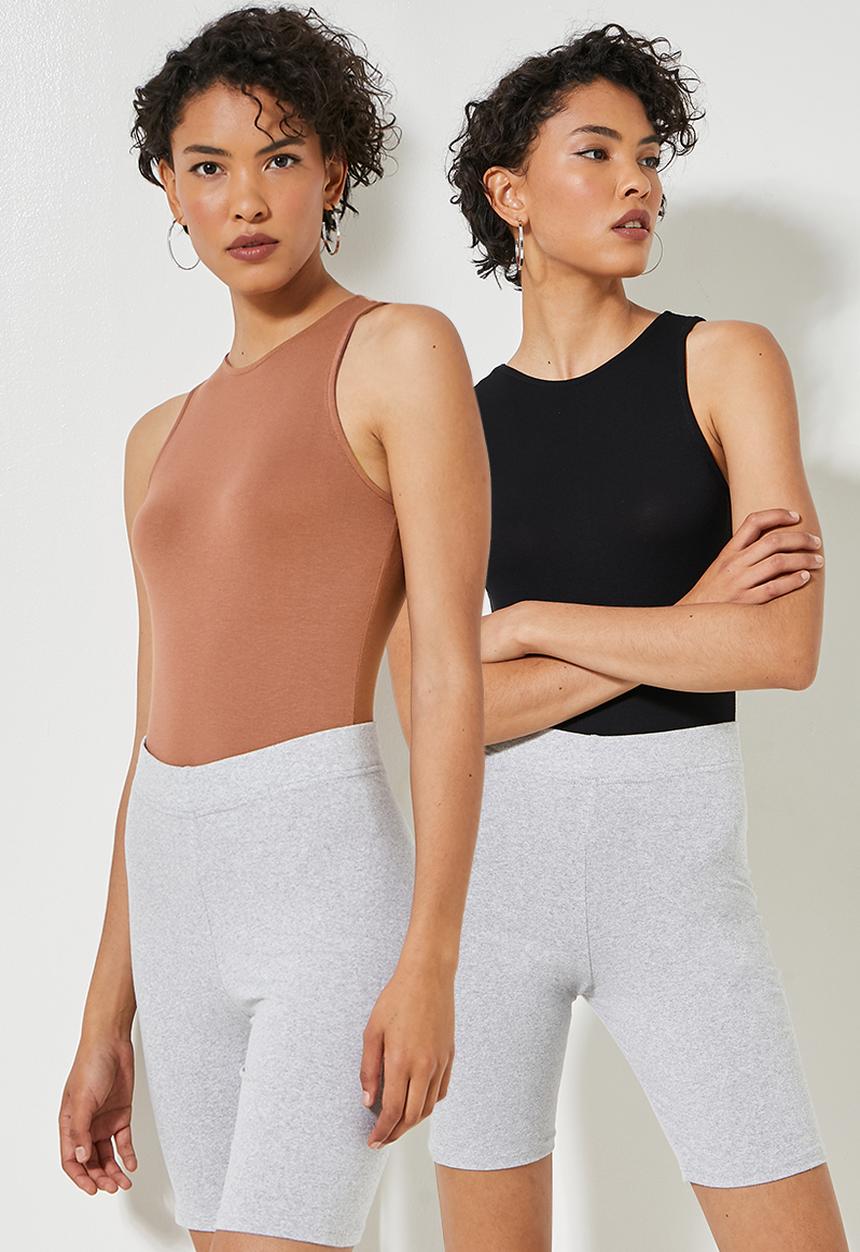 Superbalist - 2 pack high neck cutaway bodysuit - black & copper