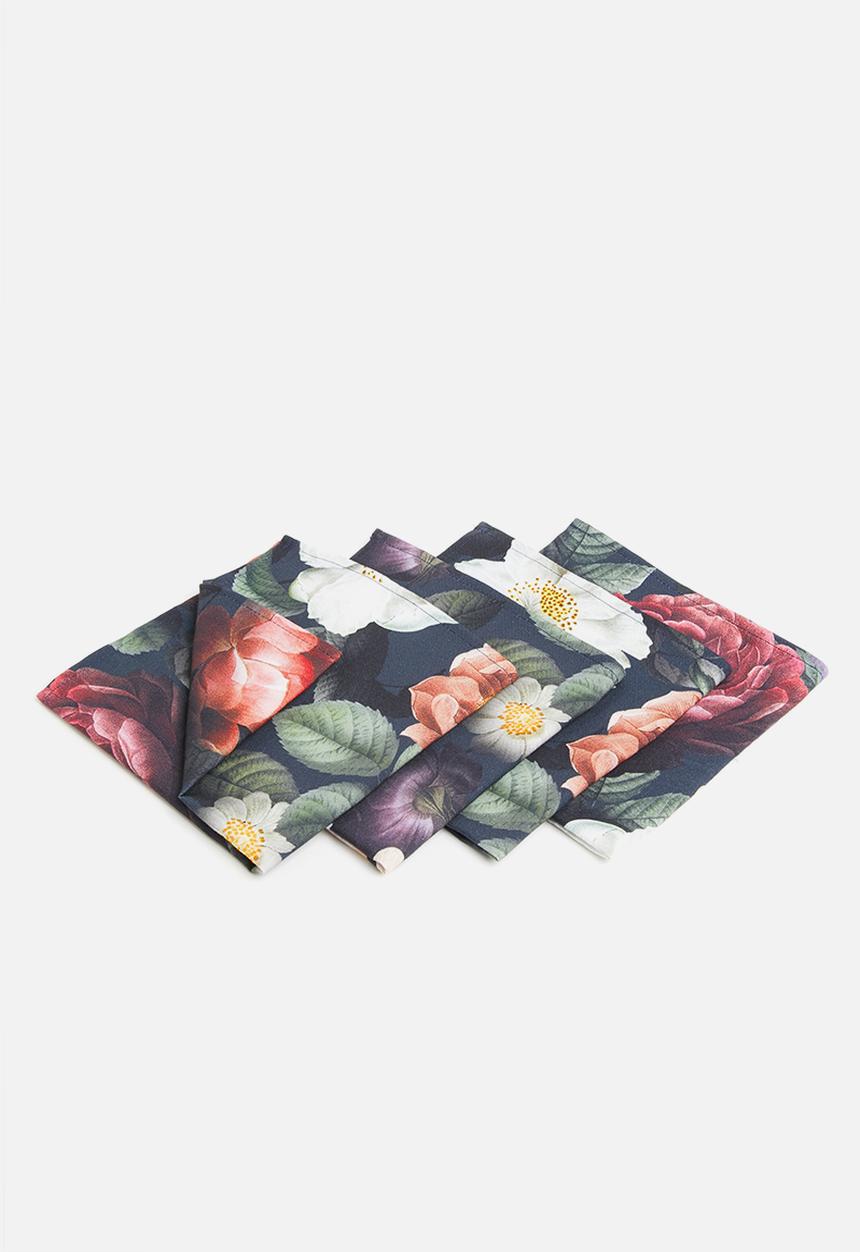 Hertex Haus - Peony napkin set of 4 - dark sky