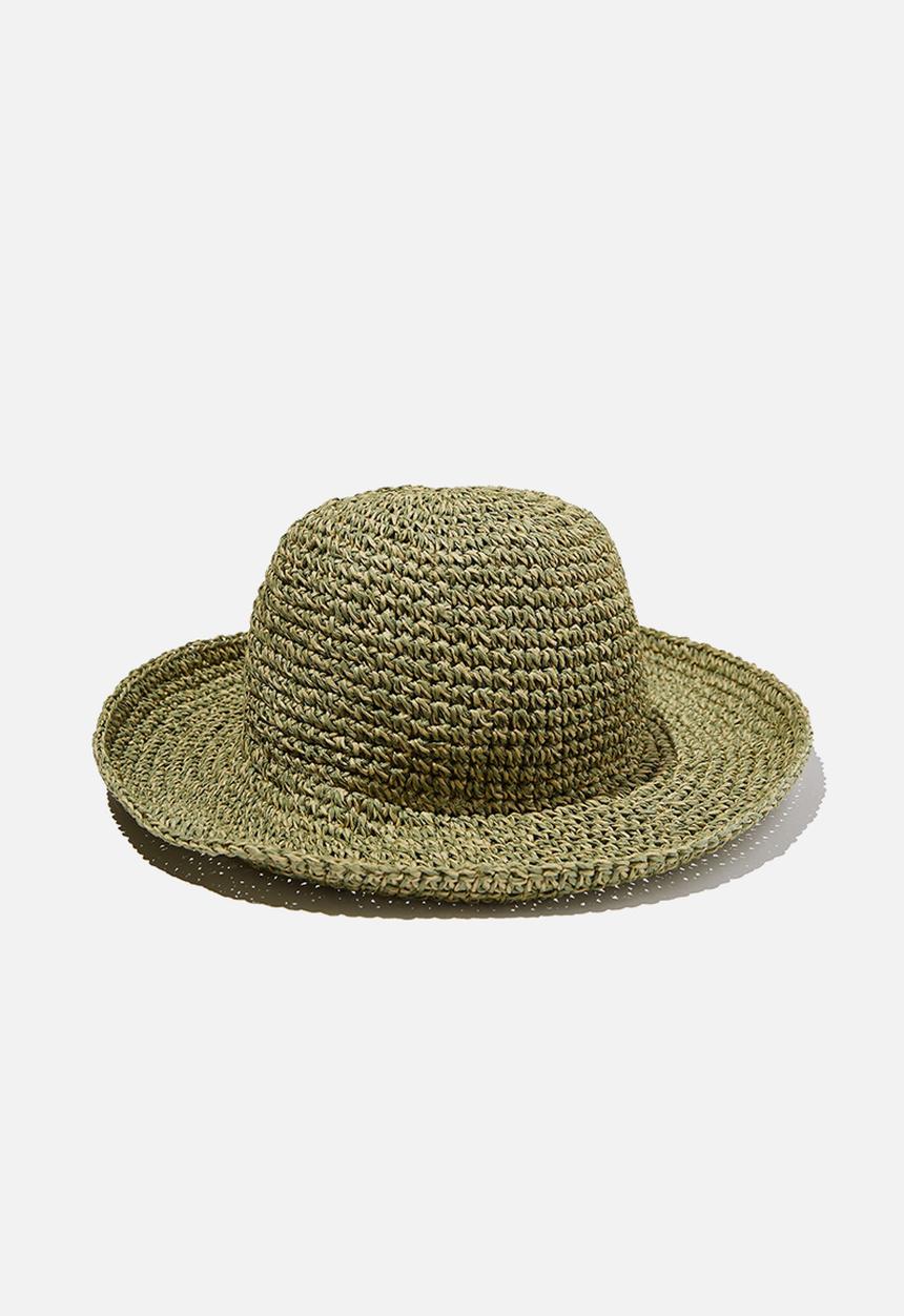 Rubi - Kimberley crochet bucket hat - green twist