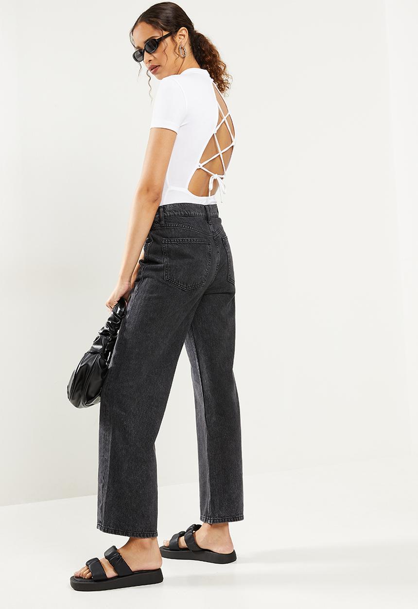 Blake - Turtleneck bodysuit with tie back - white